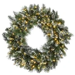 30" LED Cosmic Lights® Glittery Bristle Pine Wreath
