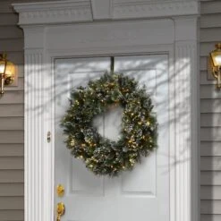 30" LED Cosmic Lights® Glittery Bristle Pine Wreath -Northlight Sale Store D252556S 2
