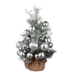 2ft. Pre-Lit Frosted Silver Pine Artificial Christmas Tree, Warm White LED Lights -Northlight Sale Store D252566S 16