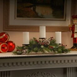 2.5ft. Frosted Berry Candle Holder Centerpiece -Northlight Sale Store D252567S 2