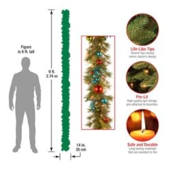 9ft. Pre-Lit LED Retro Red & Blue Ornament Garland -Northlight Sale Store D252609S 14