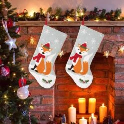 Glitzhome® 20" Fox Christmas Stockings, 2ct. -Northlight Sale Store D252873S 2