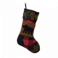 Glitzhome® 22" Red & Black Plaid Bear Stockings, 2ct. -Northlight Sale Store D252879S 4
