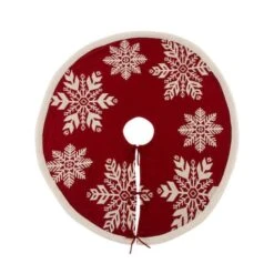 Glitzhome® Red Snowflake Tree Skirt & Stockings Set -Northlight Sale Store D252885S 4
