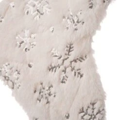 Glitzhome® 21" White Plush With Snowflake Christmas Stocking, 2ct. -Northlight Sale Store D252905S 6