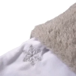 Glitzhome® 21" White Fleece With Christmas Tree & Snowflake Stocking, 2ct. -Northlight Sale Store D252907S 5