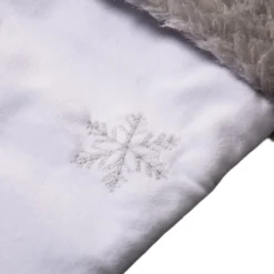 Glitzhome® 21" White Fleece With Christmas Tree & Snowflake Stocking, 2ct. -Northlight Sale Store D252907S 7