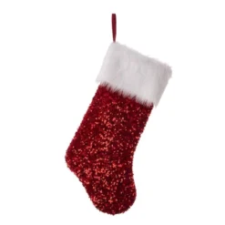 Glitzhome® 21" Red Sequin Christmas Stocking, 2ct. 12 Glitzhome® 21" Red Sequin Christmas Stocking, 2ct. -Northlight Sale Store D252910S 3