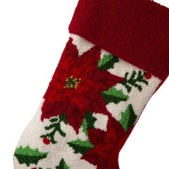 Glitzhome® 21" Poinsettia Hooked Stocking 10 Glitzhome® 21" Poinsettia Hooked Stocking -Northlight Sale Store D252944S 3