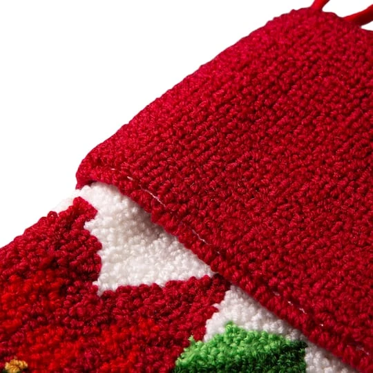 Glitzhome® 21" Poinsettia Hooked Stocking 5 Glitzhome® 21" Poinsettia Hooked Stocking - Image 5