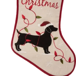 Glitzhome® 21" Dachshund Fabric Christmas Stocking -Northlight Sale Store D252946S 6
