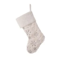 Glitzhome® 21" White Plush With Snowflake Christmas Stocking -Northlight Sale Store D252957S 8
