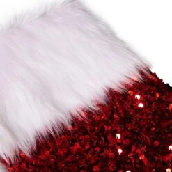 Glitzhome® 21" Red Sequin Christmas Stocking -Northlight Sale Store D252961S 3