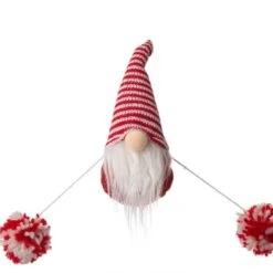 Glitzhome® 6ft. Red & White Fabric Christmas Gnome Garland -Northlight Sale Store D253596S 5