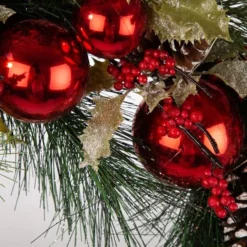 Glitzhome® 24" Pre-Lit Berry, Holly, Pinecone & Red Ornament LED Wreath 12 Glitzhome® 24" Pre-Lit Berry, Holly, Pinecone & Red Ornament LED Wreath -Northlight Sale Store D253608S 4