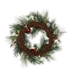 Glitzhome® 24" Pre-Lit Berry, Holly, Pinecone & Red Ornament LED Wreath 14 Glitzhome® 24" Pre-Lit Berry, Holly, Pinecone & Red Ornament LED Wreath -Northlight Sale Store D253608S 6