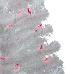 Northlight 3ft. Pre-Lit White Iridescent Pine Artificial Christmas Tree, Pink Lights -Northlight Sale Store D253654S 2