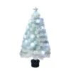 Northlight 4ft. Pre-Lit Medium White Iridescent Fiber Optic Artificial Christmas Tree With Blue LED Lights