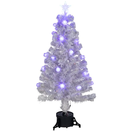 Northlight 4ft. Pre-Lit Medium White Iridescent Fiber Optic Artificial Christmas Tree With Blue LED Lights 4 Northlight 4ft. Pre-Lit Medium White Iridescent Fiber Optic Artificial Christmas Tree With Blue LED Lights - Image 4