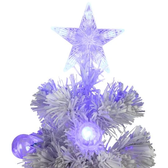 Northlight 4ft. Pre-Lit Medium White Iridescent Fiber Optic Artificial Christmas Tree With Blue LED Lights 6 Northlight 4ft. Pre-Lit Medium White Iridescent Fiber Optic Artificial Christmas Tree With Blue LED Lights - Image 6