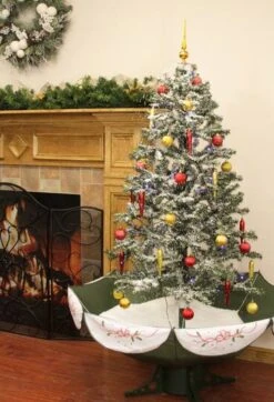 Northlight 5.5ft. Pre-Lit Medium Musical Snowing Artificial Christmas Tree With Umbrella Base, Blue LED Lights -Northlight Sale Store D253669S 12