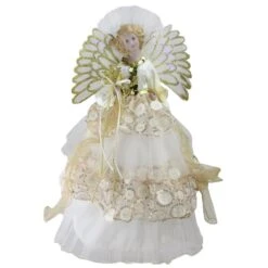 Northlight 16" White & Gold Lighted Angel Christmas Tree Topper