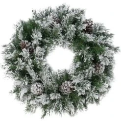 Northlight 24" Flocked Angel Pine & Pinecones Wreath