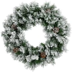 Northlight 24" Flocked Angel Pine & Pinecones Wreath -Northlight Sale Store D253733S 11