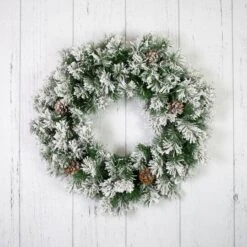 Northlight 24" Flocked Angel Pine & Pinecones Wreath -Northlight Sale Store D253733S 14
