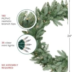 Northlight 24" Pre-Lit Washington Frasier Fir Artificial Christmas Wreath -Northlight Sale Store D253737S 16