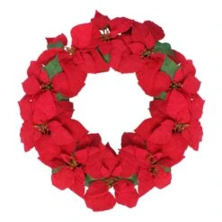 Northlight 24" Red Poinsettia Flower Wreath -Northlight Sale Store D253752S 11