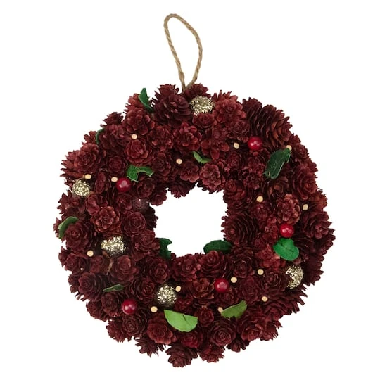 Northlight 9.5" Red & Gold Pinecone Wreath 2 Northlight 9.5" Red & Gold Pinecone Wreath - Image 2