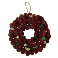 Northlight 9.5" Red & Gold Pinecone Wreath 9 Northlight 9.5" Red & Gold Pinecone Wreath -Northlight Sale Store D253753S 11