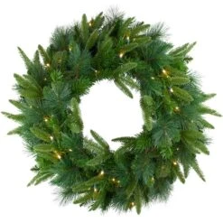 Northlight 2.5ft. Pre-Lit Mixed Rosemary Emerald Angel Pine Artificial Christmas Wreath