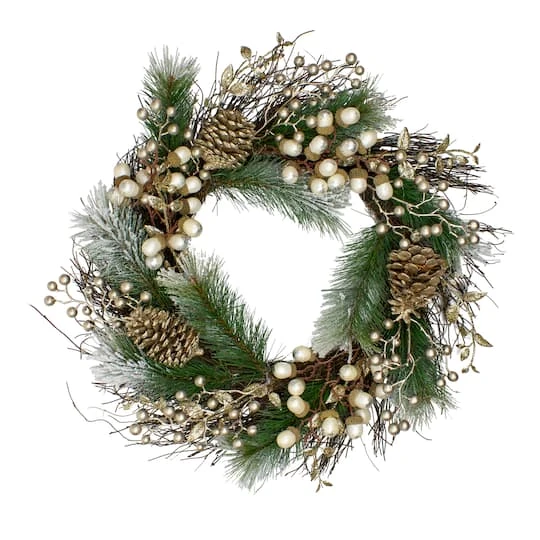 Northlight 22" Acorn, Pinecone & Flocked Pine Needle Wreath 4 Northlight 22" Acorn, Pinecone & Flocked Pine Needle Wreath - Image 4