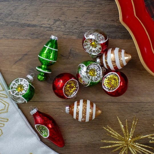 Northlight 9ct. 2-Finish Silver & Red Glass Retro Reflector Ornaments 3 Northlight 9ct. 2-Finish Silver & Red Glass Retro Reflector Ornaments - Image 3