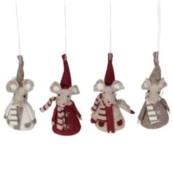 Northlight 4ct. Red & Gray Standing Mice Ornaments -Northlight Sale Store D253781S 2