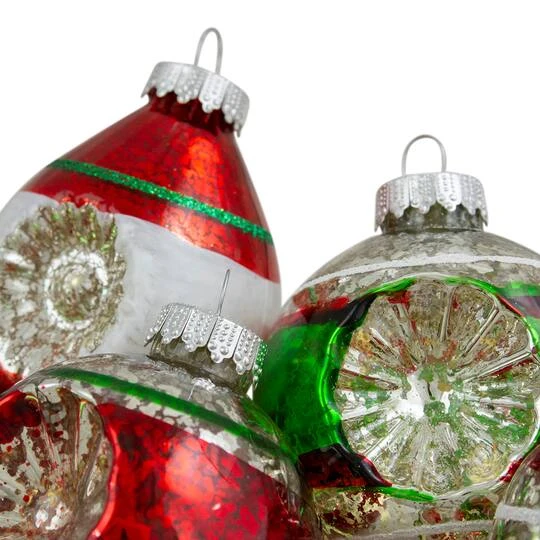 Northlight 9ct. 3.25" 2-Finish Silver, Red & Green Glass Ornaments 6 Northlight 9ct. 3.25" 2-Finish Silver, Red & Green Glass Ornaments - Image 6