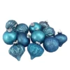 Northlight 12ct. 3.75" Teal Blue 3-Finish Glass Ornaments
