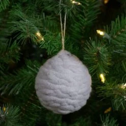 Northlight 3.25" Light Gray Knit Shatterproof Ball Ornament -Northlight Sale Store D253790S 2