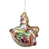 Northlight 5" Glass Traditional Rocking Horse With Gifts Ornament