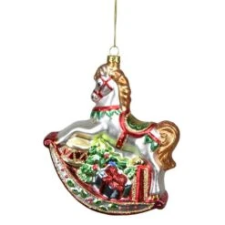 Northlight 5" Glass Traditional Rocking Horse With Gifts Ornament -Northlight Sale Store D253794S 11