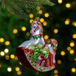 Northlight 5" Glass Traditional Rocking Horse With Gifts Ornament -Northlight Sale Store D253794S 12