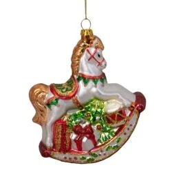 Northlight 5" Glass Traditional Rocking Horse With Gifts Ornament -Northlight Sale Store D253794S 14