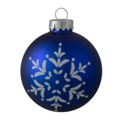 Northlight 4ct. 3" Royal Blue & White Snowflake Ball Glass Ornaments -Northlight Sale Store D253795S 13