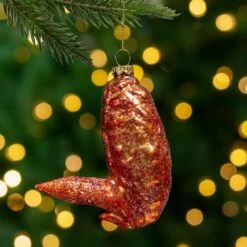 Northlight 4.5" Glitter Glass Buffalo Chicken Wing Ornament 12 Northlight 4.5" Glitter Glass Buffalo Chicken Wing Ornament -Northlight Sale Store D253802S 12