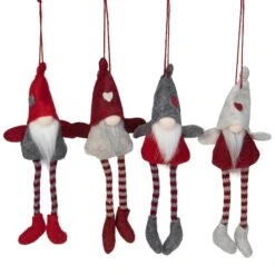 Northlight 4ct. 8" Red & Gray Plush Gnome Ornaments