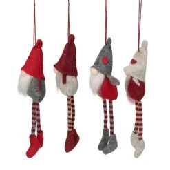 Northlight 4ct. 8" Red & Gray Plush Gnome Ornaments -Northlight Sale Store D253806S 12