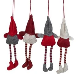 Northlight 4ct. 8" Red & Gray Plush Gnome Ornaments -Northlight Sale Store D253806S 13