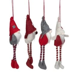 Northlight 4ct. 8" Red & Gray Plush Gnome Ornaments -Northlight Sale Store D253806S 14
